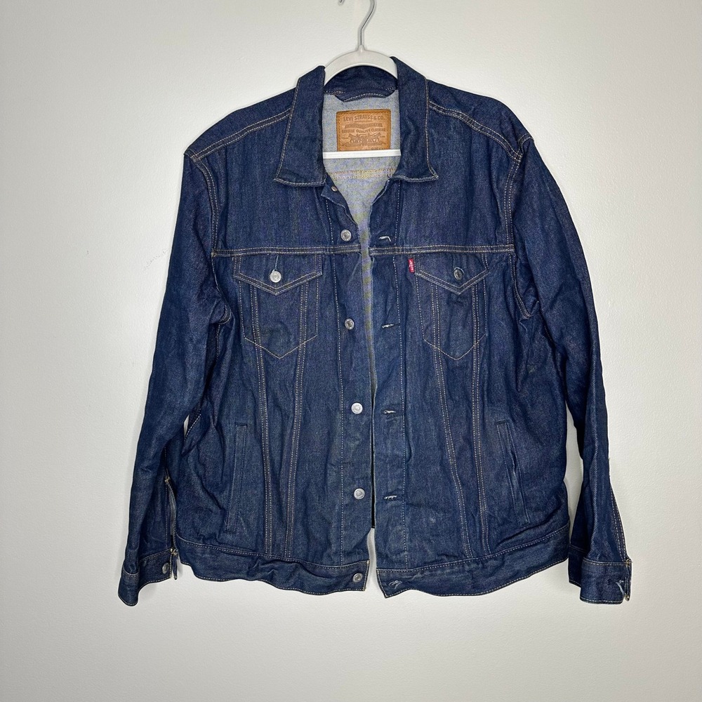 Levis Mens Denim Trucker Jacket XXL Dark Wash Indigo Cotton 70500 04 WPL 423